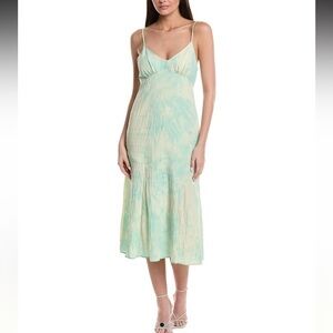 Saltwater LUXE Green Plunge Neck Sleeveless Midi Dress Size M NWT c